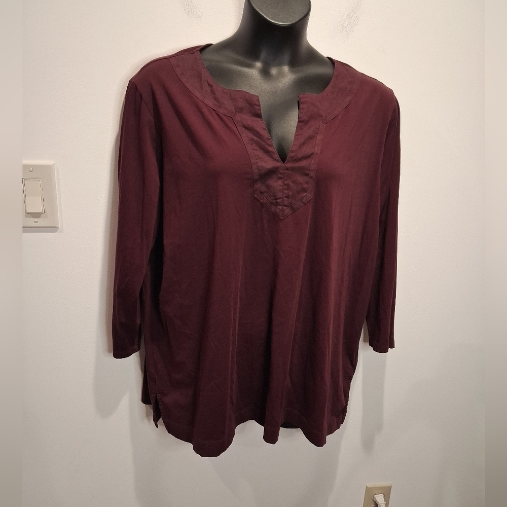 Lauren LRL Size 3x Wine Red Colored Vneck Top